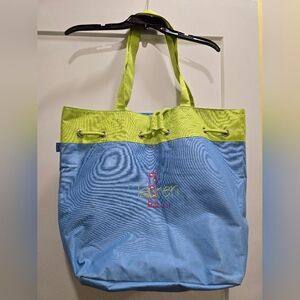 Blue and Green Tote Bag With Name Lauren And initial "L"